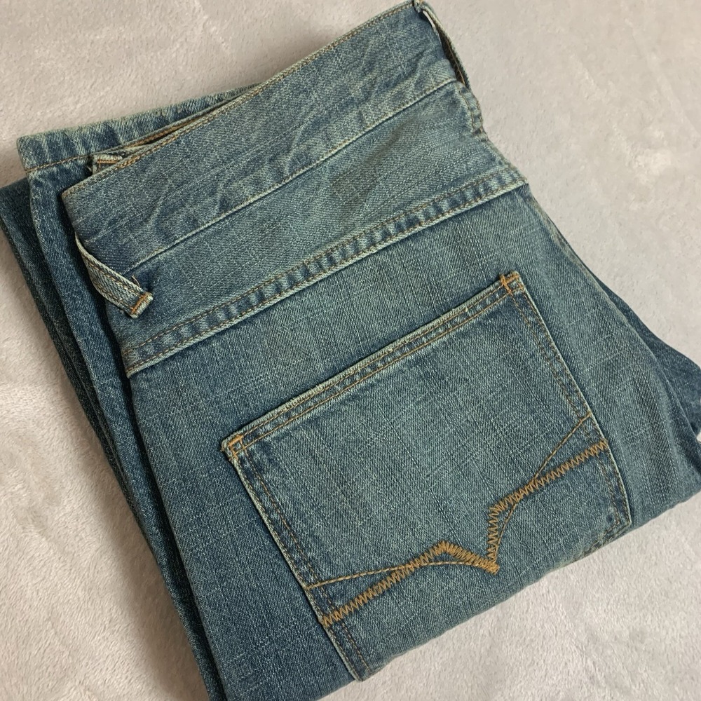 Guess Jeans Mens 30x31* Blue with Embellishments On Legs Straight Leg Cotton